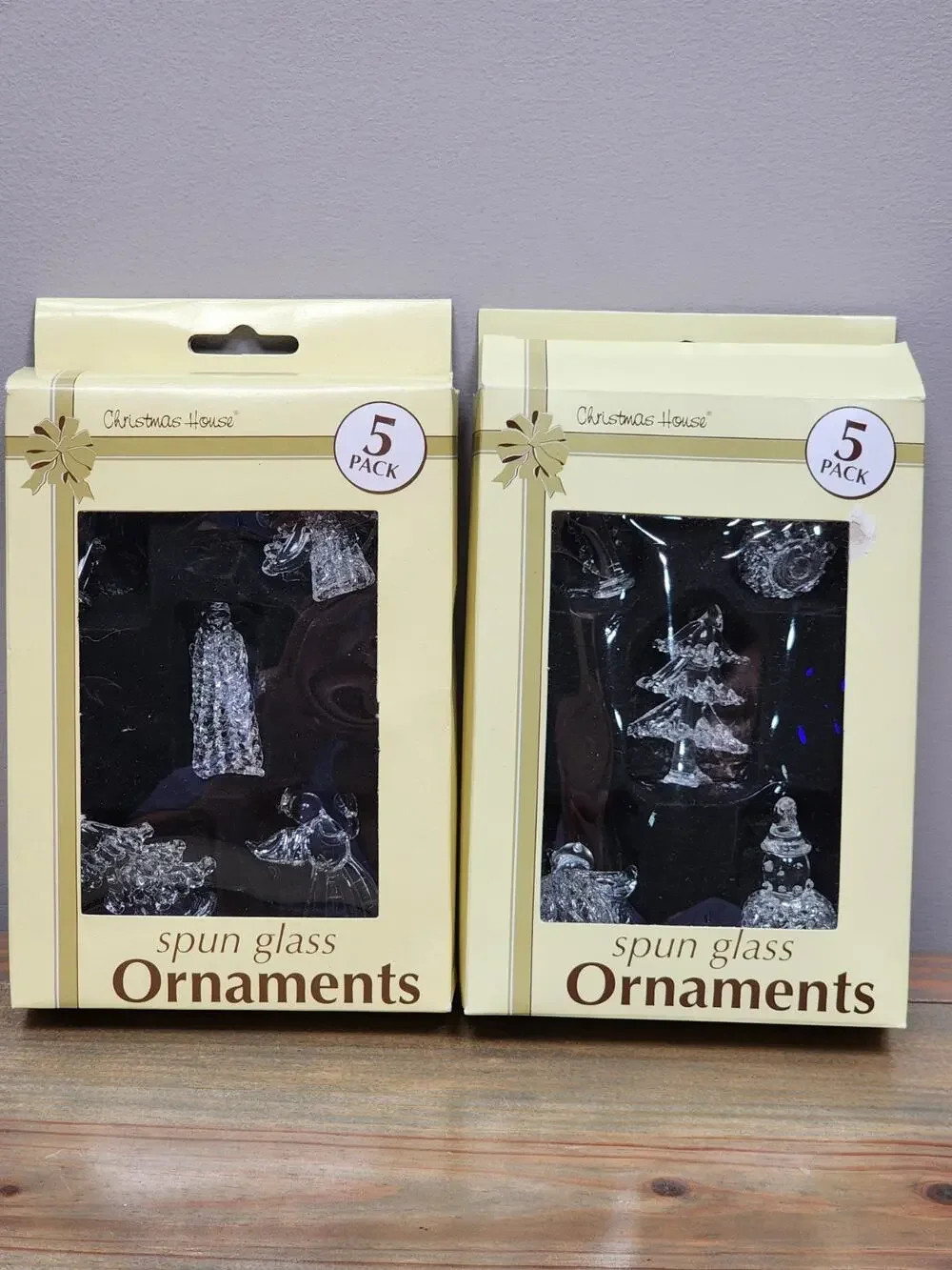 Vintage 10 Spun Glass Christmas Tree Ornaments Angels Christmas Trees in Boxes